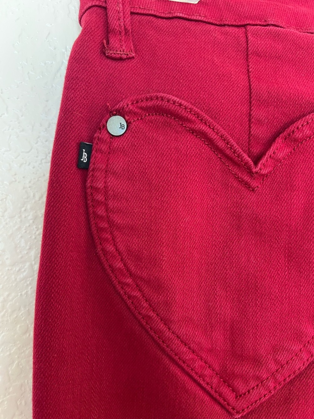 Judy Blue Red Heart Pocket Jeans High Waist Wide Leg Denim Pants Garment Dyed 28 - Picture 6 of 8